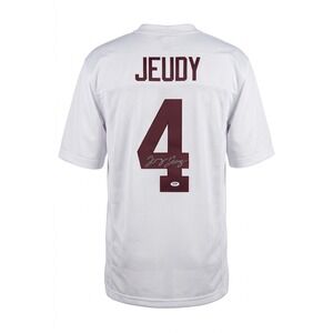 Jerry Jeudy Signed Custom Football Jersey White #4 XL JSA COA Autographed